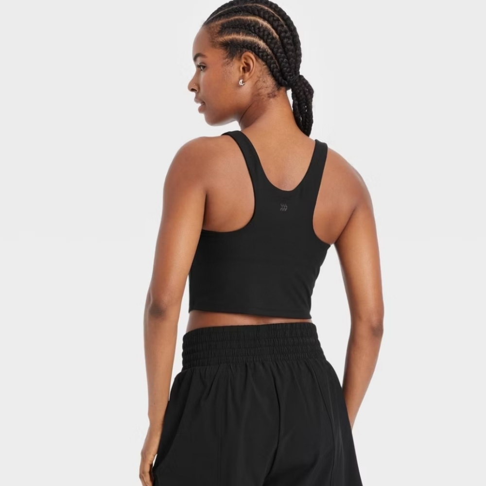 All In Motion Everyday Soft Light Support Ribbed Square Neck Cropped Sports Bra - Picture 2 of 4